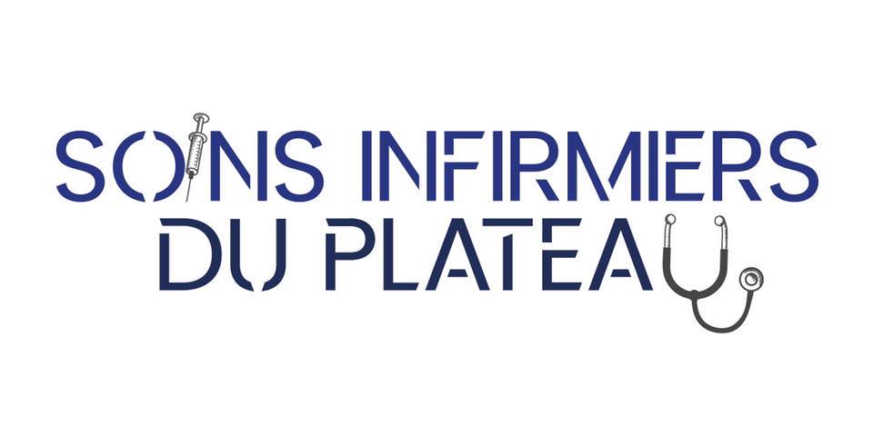 Logo du cabinet Soins Infirmiers du Plateau avec stéthoscope et seringue